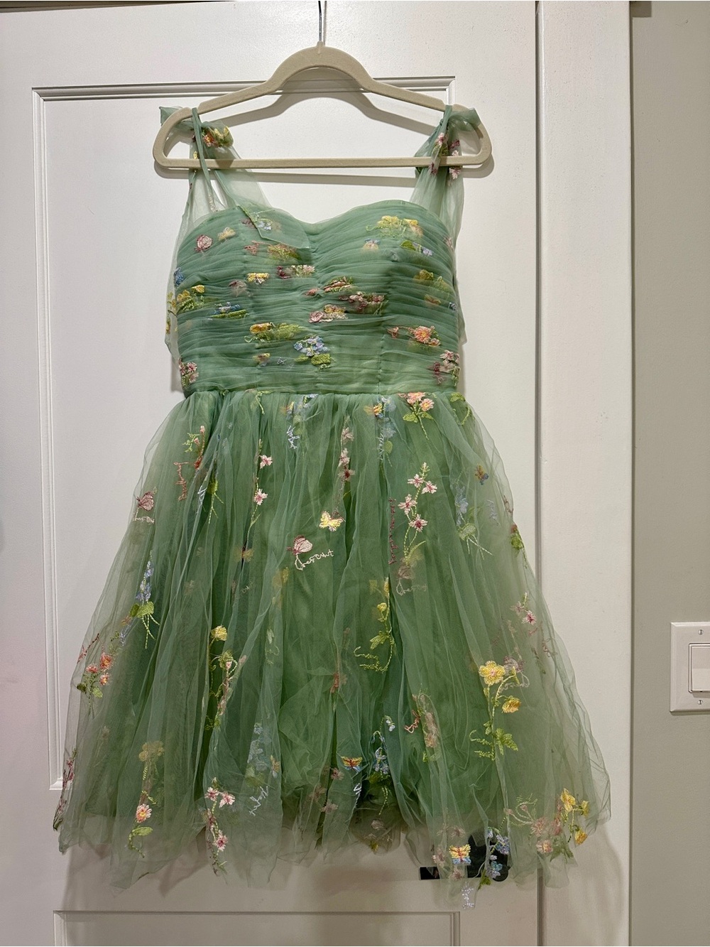 Green Floral Tulle Party Dress for Girls, NWOT - Picture 2 of 6